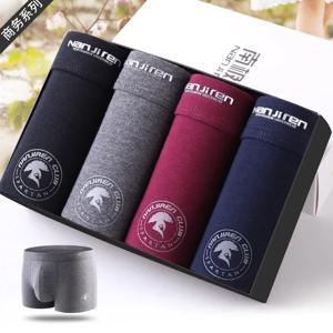 남성 플러스 사이즈 4팩 박서 팬티, 100% 코튼, 양털 방지 속옷, 큰 사이즈 & 키 큰 분들을 위한 통기성 좋은 루즈핏 밴딩 박서