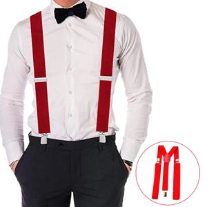 남성 여성 유니버설 레드 멜빵 멜빵 빈티지 남성 멜빵 새로운 3 후크 바지 멜빵 작업용 조절 가능