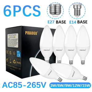 6개 E27 E14 LED 캔들 램프 전구 AC85-265V LED 조명 LED 샹들리에 램프 가정용 사무실 장식 조명 거실용