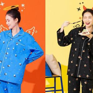 2025 신진홈 의류 파자마 세트 굿데이즈 잠옷 바지 세트 해외배송 KPOP 남성 잠옷 로브 가을 시즌