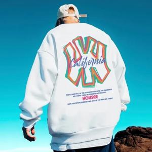 M-8XL 남성 오버 사이즈 운동복 패션 느슨한 미국 스트리트 패션 야구 브랜드 프린트 긴 소매 커플 의류