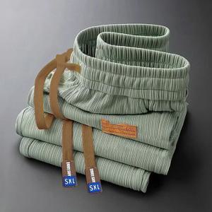 남성 캐주얼 바지 울트라씬 팬츠 남성 루즈 스트레이트 드레이프 아이스 실크 팬츠 와이드 레그 스포츠 캐주얼 팬츠