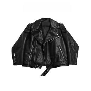 스트리트 스타일 스윗 쿨 걸 PU 가죽 자켓 여성용 봄 신상 루즈핏 다용도 슬리밍 오토바이 탑 트렌디