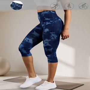 여성 하이웨이스트 카프리 팬츠, 매우 부드러운 복부 보정, 시스루 방지 운동복 요가 러닝 애슬레틱 푸쉬업 짐 레깅스