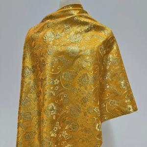 미리 자른 반짝이는 금색 꽃무늬 자카드 브로케이드, 공예 DIY 프로젝트를 위한 고급스러운 반짝이는 자수 장식용 원단