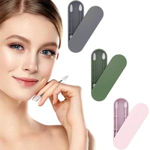 4개/세트 재사용 가능한 면봉 4 IN 1 휴대용 실리콘 면봉 거울 포함 귀 청소용 미용 메이크업 도구