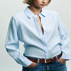 세련된 스윗 롱 슬리브 셔츠 신상품 2025 가을 부드러운 촉감 드레이핑 여성 의류 에스닉 무대 의상