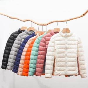 경량 패딩 자켓 여성용 2025 신상 후드 스탠드 칼라 슬림핏 숏 코트 가을 겨울 아우터 큰 사이즈