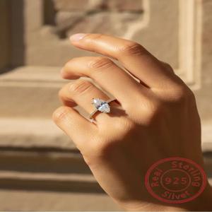 925 스털링 실버 패션 클래식 1-3캐럿 마퀴즈 지르콘 반지 여성용 약혼 결혼식 럭셔리 고품질 파인 주얼리