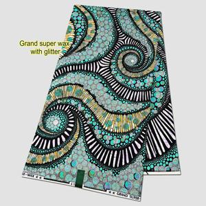 오리지널 그랜드 슈퍼 홀랜드 왁스 원단, 반짝이가 있는 대형 슈퍼 더치 왁스 6야드, 웨딩 디자인