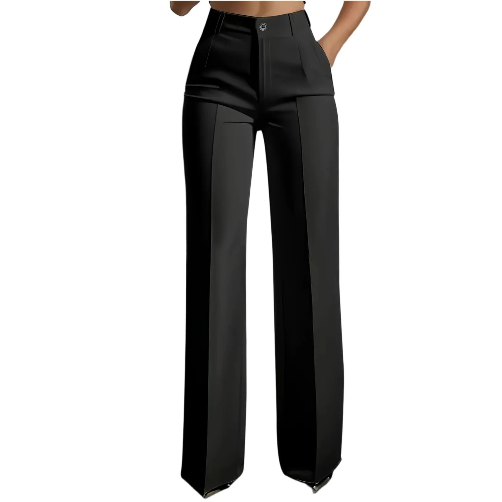 여성용 하이웨이스트 팬츠 드레이프 스트레이트 레그 미니멀리스트 블레이저 팬츠 다용도 스타일리시 세련된 워크 캐주얼 바지