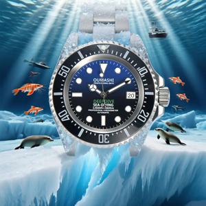 럭셔리 맞춤형 시계 NH35 무브먼트 오토매틱 기계식 시계 사파이어 글래스 비즈니스 심해 시계 스테인리스 스틸 스트랩