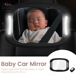 LED 야간 조명이 있는 아기 카시트 거울 360도 °   유아용 조절식 뒷좌석 안전 거울, 선명한 시야 확보, 모든 차량에 적합