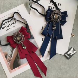 라인스톤 나비 넥타이 여성 졸업 사진 학생 교복 넥타이 리본 달콤한 문학 및 예술 체크 무늬 나비 넥타이 칼라 꽃
