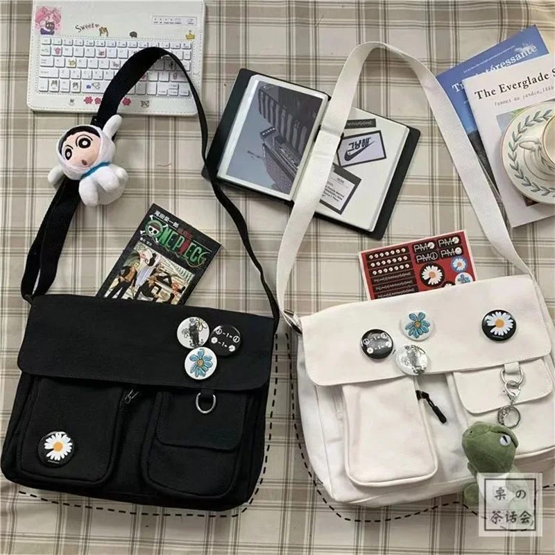 Xierya 여성 캔버스 메신저 가방 청소년 숙녀 패션 숄더 가방 학생 대용량 여성 크로스 바디 가방 여성 패킷