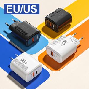 총 65W GAN USB C 충전기 고속 충전 퀵 차지 아이폰 16 샤오미 15 레드미 USB C 모바일폰 월 어댑터