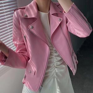 여성용 진짜 양가죽 가죽 재킷, 짧은 모토 및 바이커, 여성 퍼스트 레이어 양가죽, 전체 소매 가죽 재킷, 2024 패션