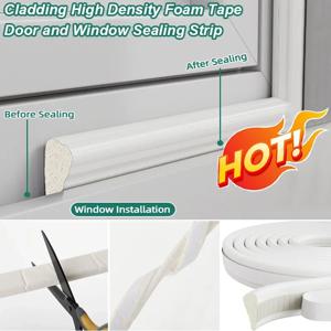 5M 흰색 클래딩 도어 및 창 씰 웨지 날씨 스트리핑 씰 스트립 도어 갭 필러 소음 차단기 폼 테이프 씰링