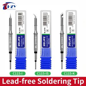 RELIFE C115-K/I/IS 나노 레벨 범용 T115 핸들 납땜 인두 팁 C115 시리즈 납땜 스테이션용 뾰족한 팔꿈치 블레이드