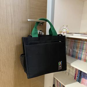 만화 캐릭터 캔버스 핸드백 A4 중학생 및 초등학생용 학교 가방 사무용 문서 가방 튜토리얼 보충 수업 자료 가방