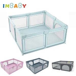 IMBABY 대형 아기 놀이터 안전 놀이펜, 회색 아기 활동 울타리, 어린이 볼 풀 안전 배리, 180x200