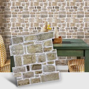 10pcs 3D 가짜 돌 자체 접착 벽 패널, 부엌, 거실, 침실, 홈 벽 장식에 대 한 빈티지 스타일 벽 장식