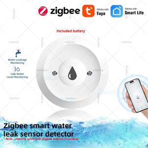 Tuya ZigBee 스마트 워터 센서 누출 감지기 홍수 누수 보안 알람 스마트 라이프 제어는 Zigbee Gateway Z2M과 함께 작동합니다.