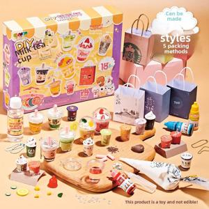 DIY 미니 밀크티 컵, 포장 장난감 세트, 언제든지 휴대할 수 있는 놀이, 감압 장난감 시리즈