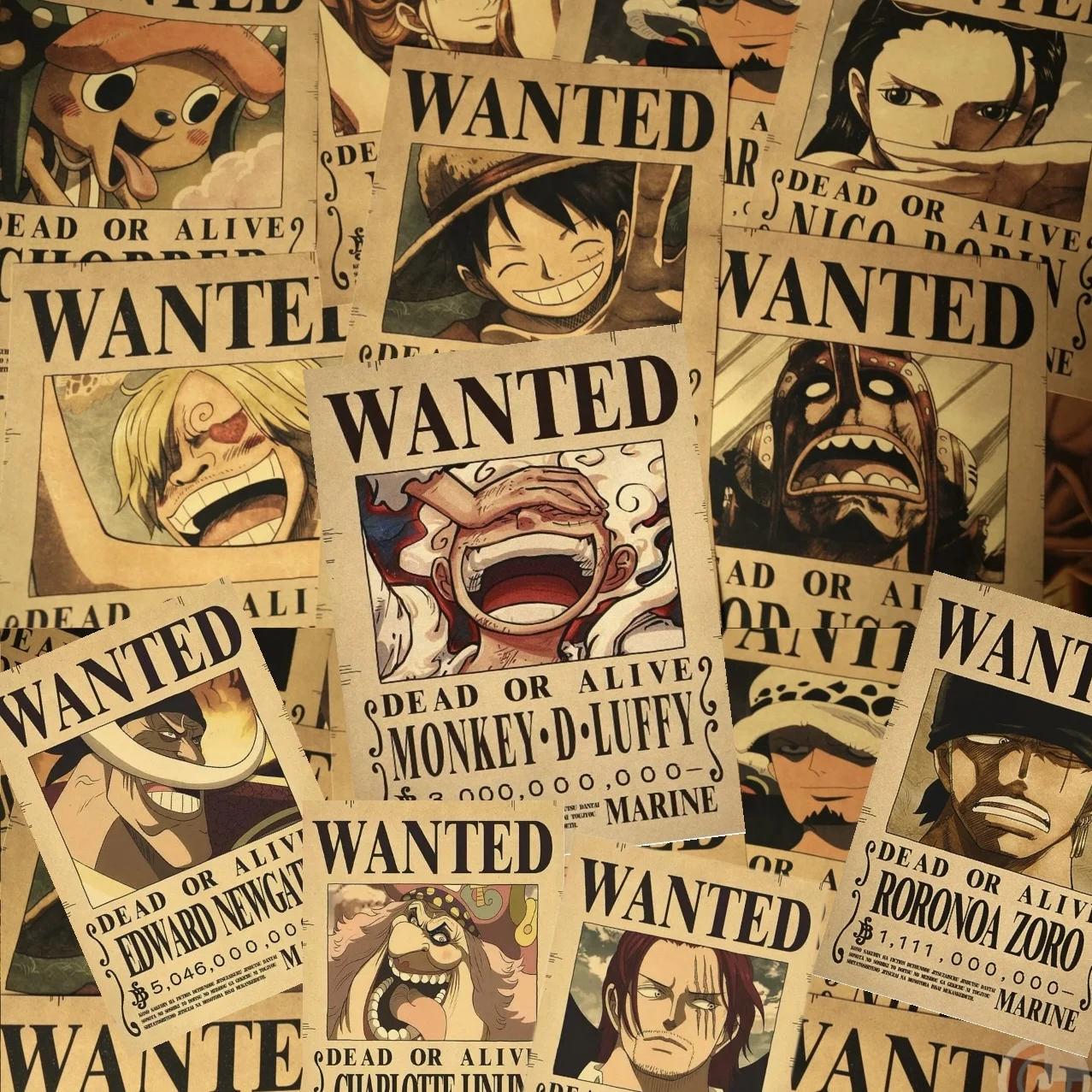 56개 애니메이션 원피스 범죄자 포스터 스티커 (휴대폰, 노트북, 기타, 자동차, 벽 장식용) 멋진 그래피티 데칼 스티커 장난감 데코