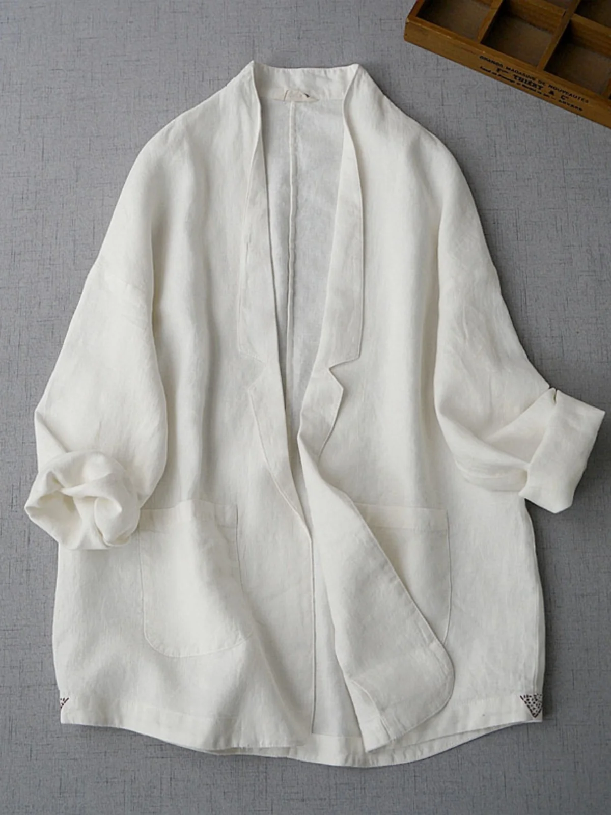 플러스 사이즈 여성 캐주얼 면마 린넨 수트 재킷 얇은 소형 사이즈 봄 신상 스윗 스타일 루즈핏 긴팔 단색