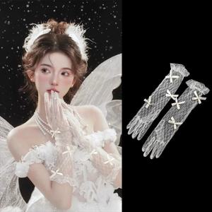 6 스타일 패션 레이스 장갑 나비 꽃 생일 파티 사진을위한 흰색 신부 웨딩 드레스 장갑