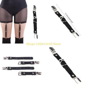 49MC 여성 더블 헤드 가터 클립 가짜 가죽 벨트 란제리 허벅지 서스펜더 스트랩