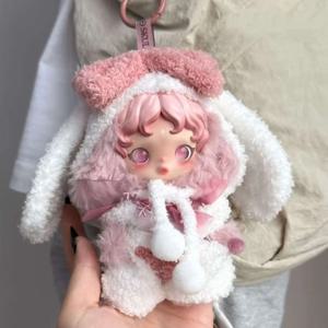Skullpanda 인형 용 핑크 화이트 큰 토끼 귀 옷 Skull Panda Labubu 3.0 인형 복장 의류 액세서리