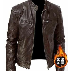 신상 남성 가죽 재킷 가을 겨울 슬림 고품질 모터사이클 PU 재킷 남성 비즈니스 플리스 따뜻한 블랙 가죽 코트