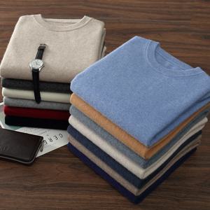 가을/겨울 신상 남성용 100% 캐시미어 풀오버 캐주얼 단색 니트 스웨터 루즈 라운드넥 탑 기본 보온 점퍼