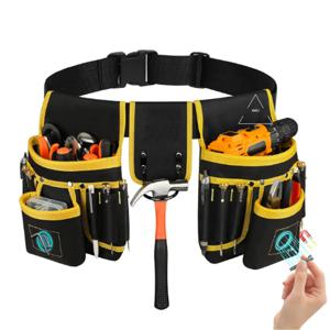 XMSJ 남성용 자석 공구 벨트, 26포켓 헤비듀티 공구 가방, 자석 총 홀스터, 탈부착 및 조절 가능한 허리 브래킷