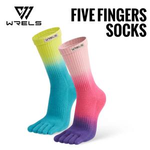 WRELS 발가락 양말 면 운동용 러닝 오지 발가락 양말 컬러풀한 흡습 압박 통기성 오지 발가락 양말