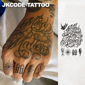 남성용 방수 핸드 타투 - 스트리트 그래피티 - 마음을 위한 타투 - 레터 타투 - 손과 손가락을 위한 스트리트 그래피티 스타일 타투, 손, 목, 머리카락을 위한 캐주얼하고 멋진 남성용 타투, 15일 동안 지속되는 방수 기능