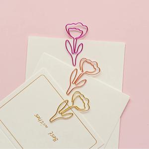 10개 세트 컬러 꽃 모양 종이 클립 컬러 종이 클립 사무용 문구 금속 북마크 홀더 문구 종이 클립