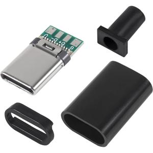 10팩 USB C 커넥터 - 케이블 수리용 USB 3.1 남성 플러그 포트 타입 C 커넥터 - PCB 보드가 있는 납땜 어댑터 블랙