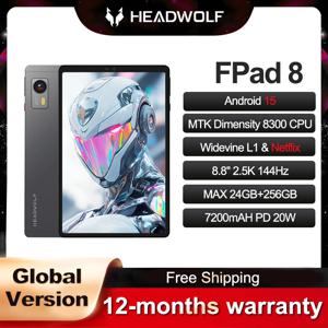 헤드울프 FPad8/타이탄 1 안드로이드 15 태블릿 8.8인치 2.5K 144Hz 디스플레이 24GB+256GB, 7200mAh 8MP+16MP 카메라, SIM 4G LTE WiFi 6 GPS