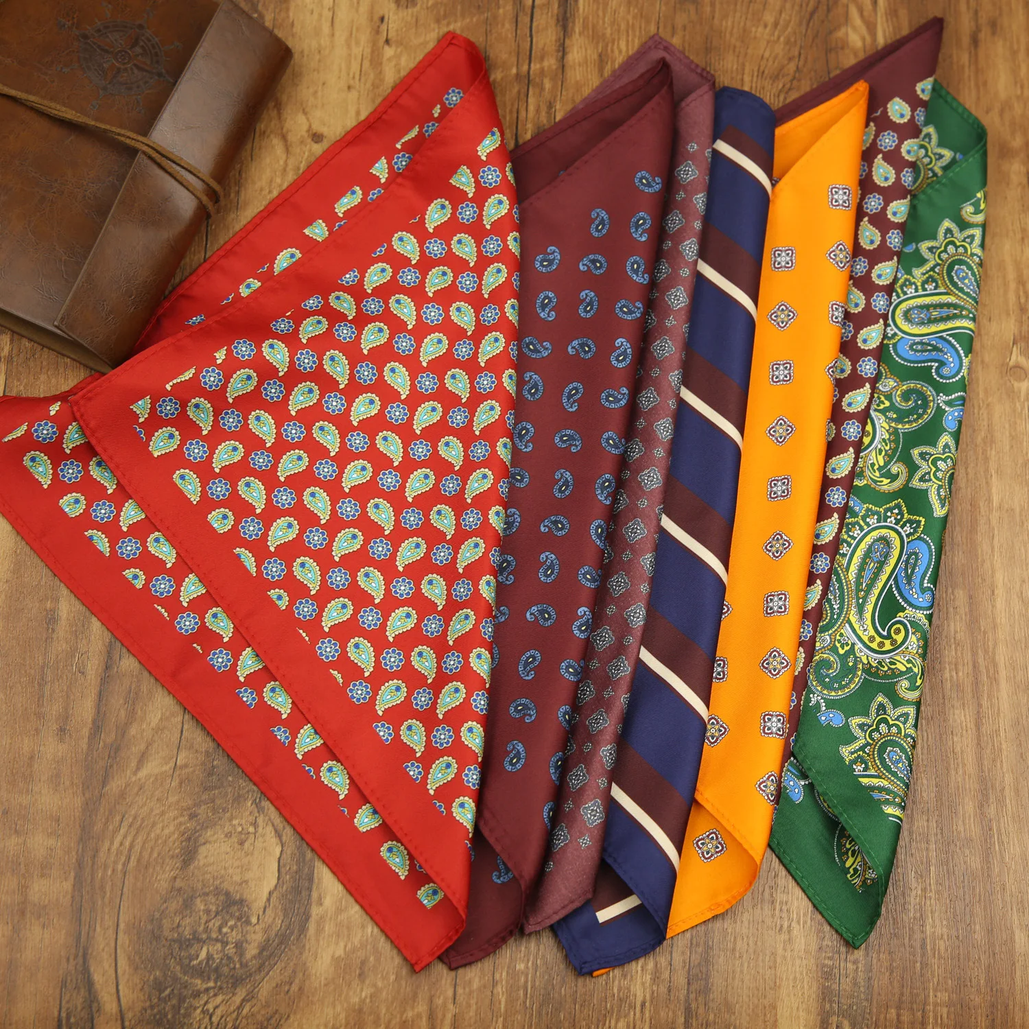 프랑스 신상 오버사이즈 27cm 남성용 레드 포켓 스퀘어 플로럴 페이즐리 프린트 손수건 웨딩 파티 턱시도 액세서리 신랑용 손수건