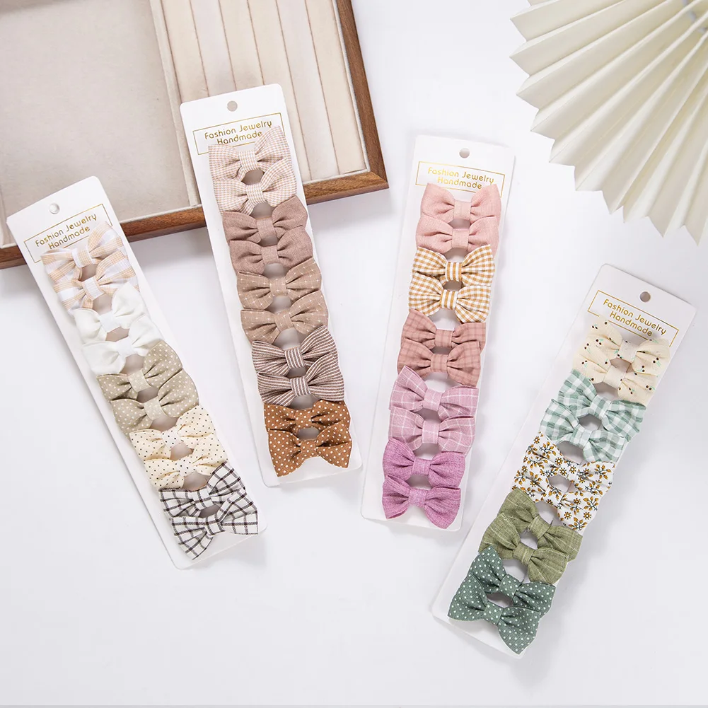 10 개/대 미니 머리 활 클립 아기 소녀 귀여운 Froal 인쇄 격자 무늬 Hairbows 체크 무늬 깅엄 머리핀 한국어 안전 키즈 모자를 쓰고 있죠