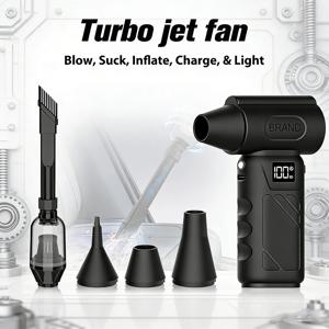 브러시리스 모터 미니 터보 제트 팬 150000RPM 전기 에어 더스터 LED 라이트 조절 가능 55m/s 자동차 컴퓨터 청소 블로워 도구