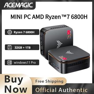 AMD Ryzen 7 6800H, 32GB RAM, 1TB SSD, Win11 Pro 사전 설치, 트리플 4K 디스플레이 지원, 비즈니스 및 가벼운 게임용 미니 PC