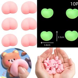 10개입 재미있는 야광 엉덩이 모양 부드러운 스퀴즈 스테레오 스트레스 해소 복숭아 엉덩이 스티커 휴대폰 장식 액세서리 장난감