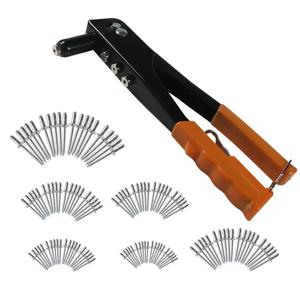 ABHI-헤비 듀티 리베터 리베팅 머신 120개 블라인드 리벳 수공구 모음 키트 리벳 너트 도구 오렌지색