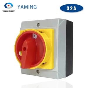 Yaming 아이솔레이터 스위치 잠금 고정 자물쇠 방수 인클로저가있는 로터리 32A 690V 3 상 2 위치 On-off YMD11-32D 3P