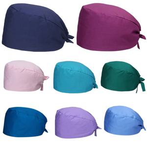 vkamoli 솔리드 컬러 코튼 뷰티 케어 작업 모자 스크럽 캡