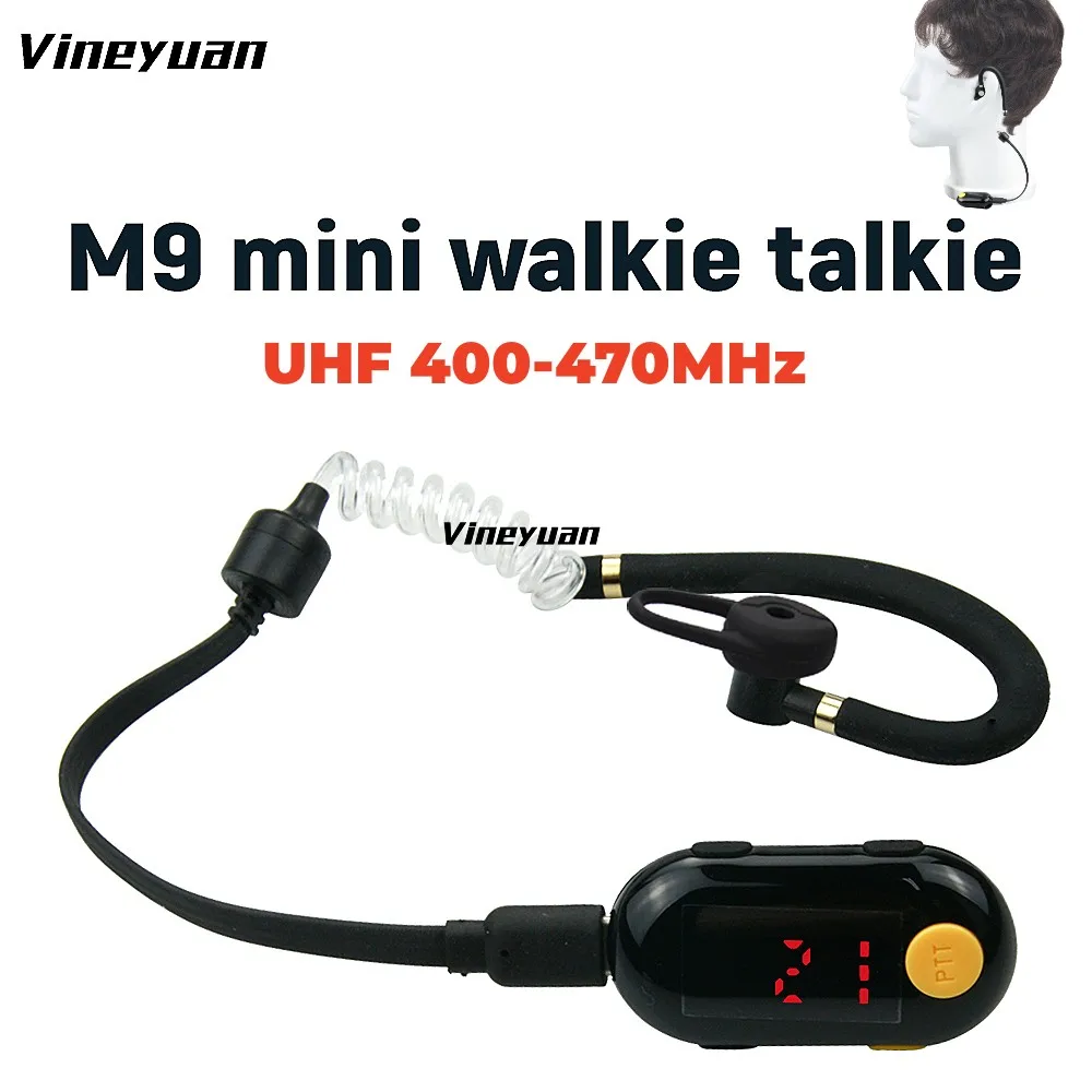 2025 신제품 빈유안 M9 5CM 미니 무전기 UHF 400-470MHz 25채널 장거리 휴대용 양방향 라디오 헤드셋 포함